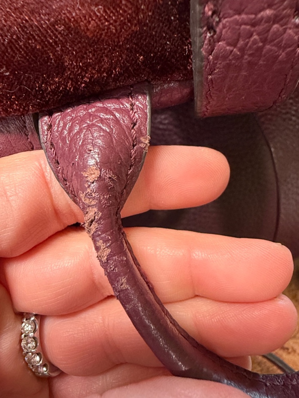 Aimee Kestenberg Tamitha Leather-Trim Velvet Backpack in Burgundy - Picture 8 of 11